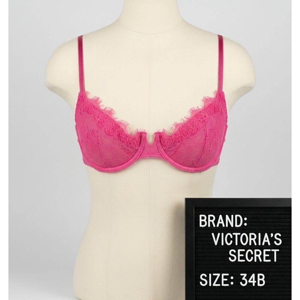 Vintage VICTORIA SECRET 34B 34 B Balconet Bra Pink Very Sexy EUC VS - Picture 1 of 9